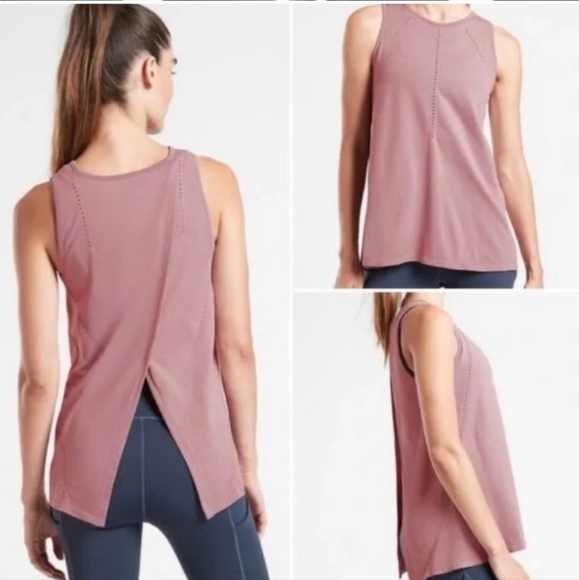 Athleta Foothill Seamless Split Tank Top Mauve Pink Size Small - Picture 1 of 7